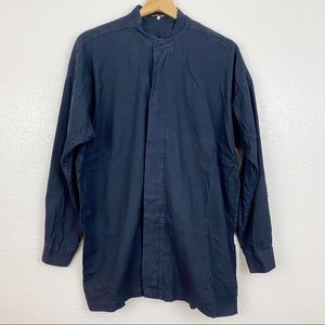 Eskandar 100% cotton black blouse long sleeve